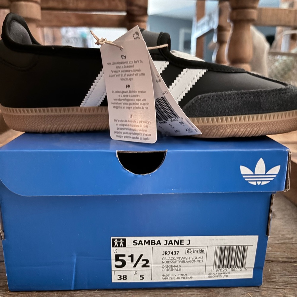 Adidas Samba Jane J Black and White Sneakers